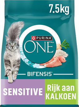 PURINA® ONE® - Adult Sensitive - Kattenbrokjes met Kalkoen - 7.5 kg