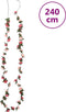 Kerstslingers met bloemen 6 st 240 cm rozé