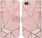iMoshion Hoesje Geschikt voor iPhone 7 / 8 / SE (2020) / SE (2022) Hoesje Met Pasjeshouder - iMoshion Design Softcase Bookcase - Goud / Roze / Pink Graphic