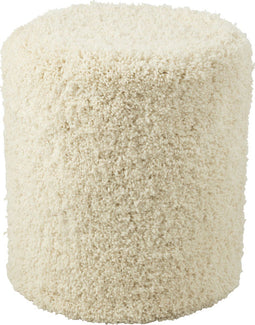 J-Line poef cylinder pluizig - polyester - creme
