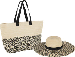 J-Line tas+ hoed set - papier/katoen - beige/zwart