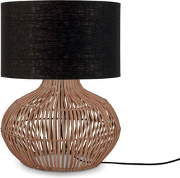 GOOD&MOJO Tafellamp Kalahari - Zwart/Rotan - Ø32cm - Modern