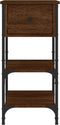 vidaXL - Nachtkastje - 34x36x70 - cm - bewerkt - hout - bruin - eikenkleur