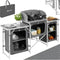 tectake® Campingkeuken - Opvouwbare Campingkast - Hittebestendig Werkblad - 172 x 52 x 104 cm - Grijs