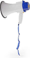 Nedis Megafoon - Maximaal bereik 250 m - Maximaal volume 115 dB - Ingebouwde microfoon - Ingebouwde sirene - Opnamefunctie - Blauw/Wit