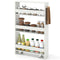 Coast Slanke Opbergwagen - 4 Niveaus - Smal - Mobiel - met Open Planken - Wit - 47,5 x 13 x 80,5 cm