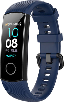 iMoshion Bandje Geschikt voor Honor Band 4 - iMoshion Siliconen band zwarte gesp met design met installatiehulp - Donkerblauw