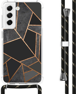 iMoshion Hoesje Geschikt voor Samsung Galaxy S21 FE Hoesje Met Koord - iMoshion Design Hoesje met Koord - Zwart / Meerkleurig / Goud / Black Graphic