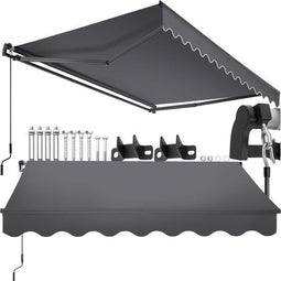 tectake® Ornella - Zonnescherm met Knikarm - 250 x 200 cm - Waterafstotend - Donkergrijs