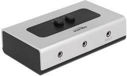 Delock Switch Stereo Jack 3.5 mm - 2-poorts handmatige schakelaar - bi-directioneel - Grijs
