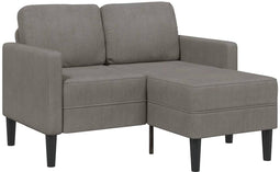 vidaXL - 2-zitsbank - met - ligstoel - L-vormig - lichtgrijs - 125 - cm - linnen