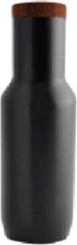 Qdo - Karaf geborsteld 1 liter met stop van kurk - Edelstaal - Zwart