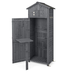 Coast Tuinhuisje - Afsluitbaar - Opklapbaar - Weerbestendig - Opbergkast - Werktafel - Dennenhout - 75 x 50 x 180,5 cm