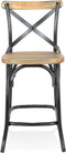 Alterego Cottage Mini Barkruk - Zwart Verouderde Walnoten Afwerking - 47x50x100cm