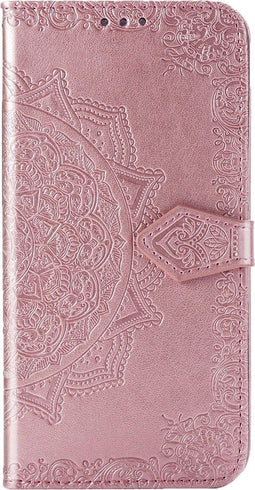 Hoesje Geschikt voor Samsung Galaxy S20 Hoesje Met Pasjeshouder - Mandala Bookcase - Lichtroze