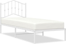 vidaXL - Bedframe - met - hoofdbord - metaal - wit - 90x190 - cm