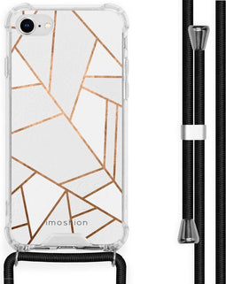 iMoshion Hoesje Geschikt voor iPhone SE (2022) / SE (2020) / 8 / 7 Hoesje Met Koord - iMoshion Design Hoesje met Koord - Wit / Meerkleurig / Goud / White Graphic