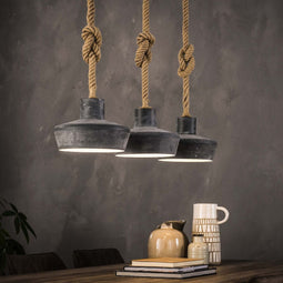 AnLi Style Hanglamp 3xØ28 betonlook verstelbaar touw