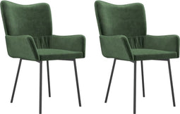vidaXL - Eetkamerstoelen - 2 - st - fluweel - donkergroen