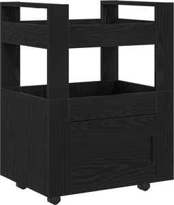 vidaXL - Keuken - Trolley - Zwart - Eiken - 60x45x80 - cm - Gelaagd - Hout