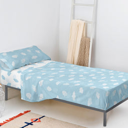Happy Friday Sheet set 2 pieces Clouds blue 160x270 cm (Single) Blue