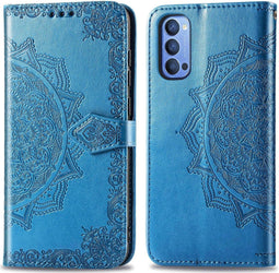 iMoshion Hoesje Geschikt voor Oppo Reno4 5G Hoesje Met Pasjeshouder - iMoshion Mandala Bookcase - Turquoise