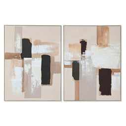 Schilderij Home ESPRIT Wit Zwart Beige Abstract Modern 92 x 3,8 x 122 cm 92 x 4 x 122 cm (2 Stuks)