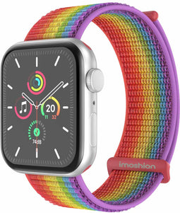 imoshion Nylon⁺ bandje - Geschikt voor Apple Watch 1, 2, 3, 4, 5, 6, 7, 8, 9, 10, SE, Ultra (2) - 44/45/46/49 mm - Rainbow - One Size