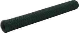 vidaXL Draadgaas hexagonaal 25x1.2 m staal met PVC coating groen