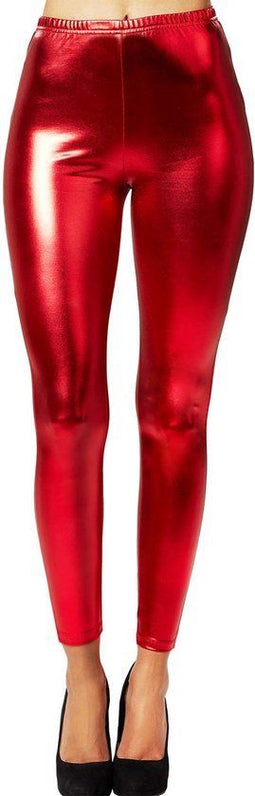 dressforfun - Metallic legging - Glanzende afwerking franje boord - Rood