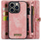 Caseme - Geschikt voor iPhone 15 Pro - Vintage 2 in 1 portemonnee hoes - Lichtroze
