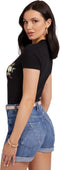 Guess CN Floria Tee - Dames T-Shirt - Bloemenprint - Zwart