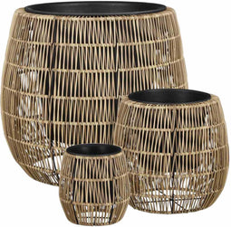 Mica Decorations Pancho Plantenbakken Set - H40xØ45 cm - Lichtbruin