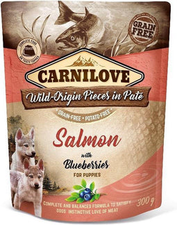 Carnilove Dog Pouch Pate Salmon with Blueberries for Puppy's 300 gram - - Honden droogvoer