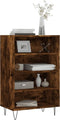 vidaXL - Hoge - kast - 57x35x90 - cm - bewerkt - hout - gerookt - eikenkleurig