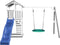 AXI Beach Tower Speeltoestel in Grijs/Wit - Speeltoren met Summer Nestschommel, Blauwe Glijbaan en Zandbak - FSC hout - Speelhuis op palen voor de tuin