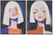 Home ESPRIT - Schilderij Vrouw Stads - Geel Blauw - 90 x 4 x 120 cm (2 stuks)