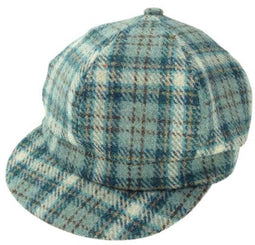 Dames Cap Grijs Licht blauw en creme (Duck egg and Cream) - one size - Harris Tweed - Glen Appin of Scotland