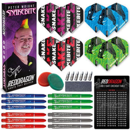 Peter Wright - Accessory Pack - 4 sets flights 4 sets nylon shafts aluminium shafts (1 pack)