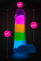 Elite glow in the dark - Rainbow Rave 6,5 inch siliconen dildo met dubbele dichtheid veelkleurig