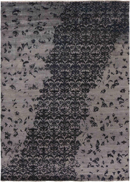 Damask AL-2E B-22-HB-7 Vloerkleed - 250x350 - Rechthoek - Laagpolig,Vintage Tapijt - Klassiek - Taupe, Zwart