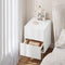 Woltu Nachtkastje NTS10ws03 Hoogglans Wit met Gouden Accenten - 2 Lades - MDF, PVC en Metaal - 40 x