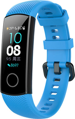 iMoshion Bandje Geschikt voor Honor Band 4 - iMoshion Siliconen band zwarte gesp met design met installatiehulp - Blauw