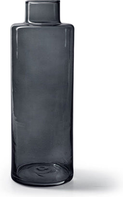 Jodeco Bloemenvaas Willem - transparant smoke glas - 11,5 x 26 cm - fles vorm vaas