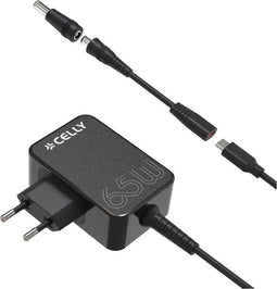 Celly ProPower 65W USB-C Adapter - Universele USB stekker - Snellader geschikt voor o.a. Laptops - Zwart