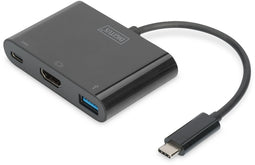 Digitus DA-70855 - USB-C HDMI Multiport Adapter - 1x HDMI UHD 4K/30 Hz 1x USB 3.0 - Zwart