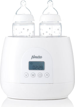 Alecto BW700TWIN - Dubbele digitale flessenwarmer 512W - Verwarmt 2 flesjes tegelijk - Wit