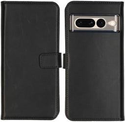 Selencia Pixel 7 Pro - Echt Lederen Bookcase - Ruimte voor 3 pasjes - Zwart