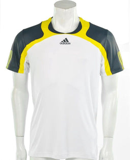 adidas Barricade Crew Tee - Sportshirt - Heren - Maat M - Wit;Grijs;Geel