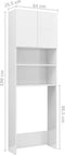 vidaXL - Wasmachinekast - 64x25,5x190 - cm - hoogglans - wit